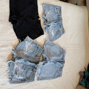 Stylish Black and Distressed Denim Shorts Set